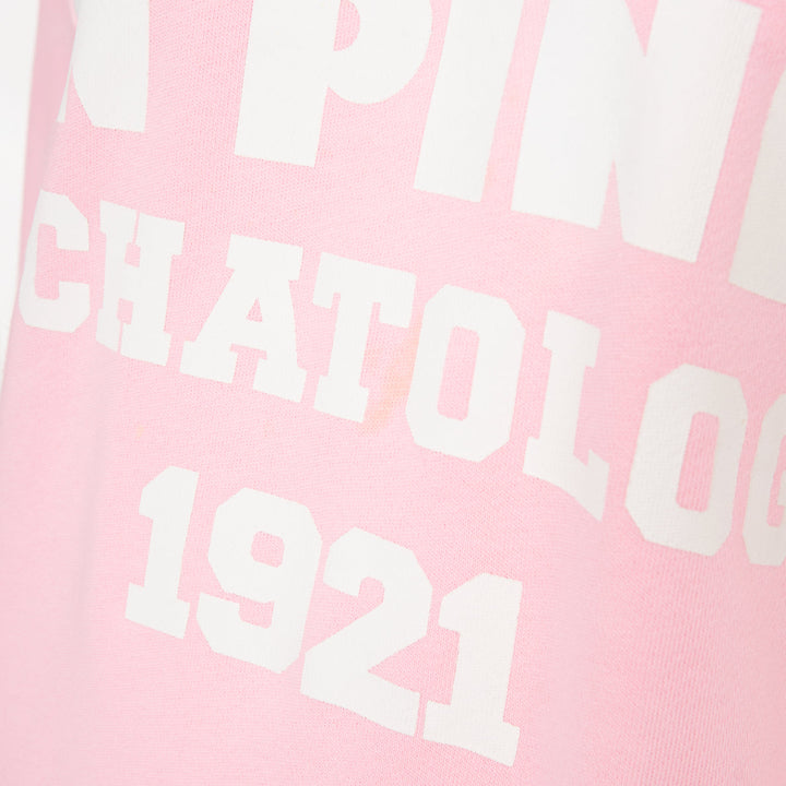 GUCCI 2021 Eschatology pink white logo varsity stripe crewneck sweatshirt XXS