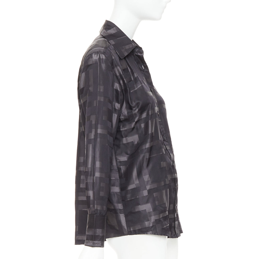 GUCCI SS1998 Tom Ford Vintage black grey geometric Square jacquard shirt IT38 XS