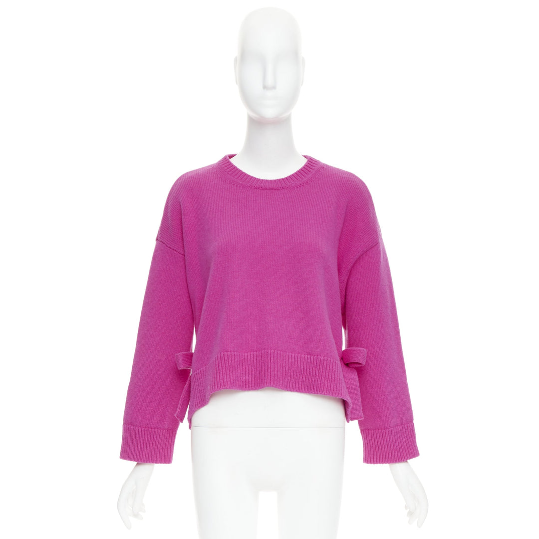VALENTINO 2022 Pier Paolo Piccioli pink bow virgin wool boxy sweater XS