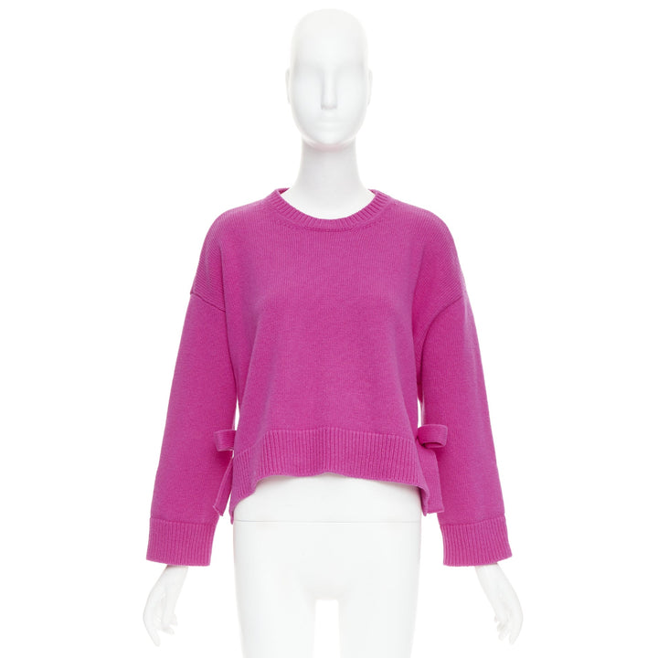 VALENTINO 2022 Pier Paolo Piccioli pink bow virgin wool boxy sweater XS