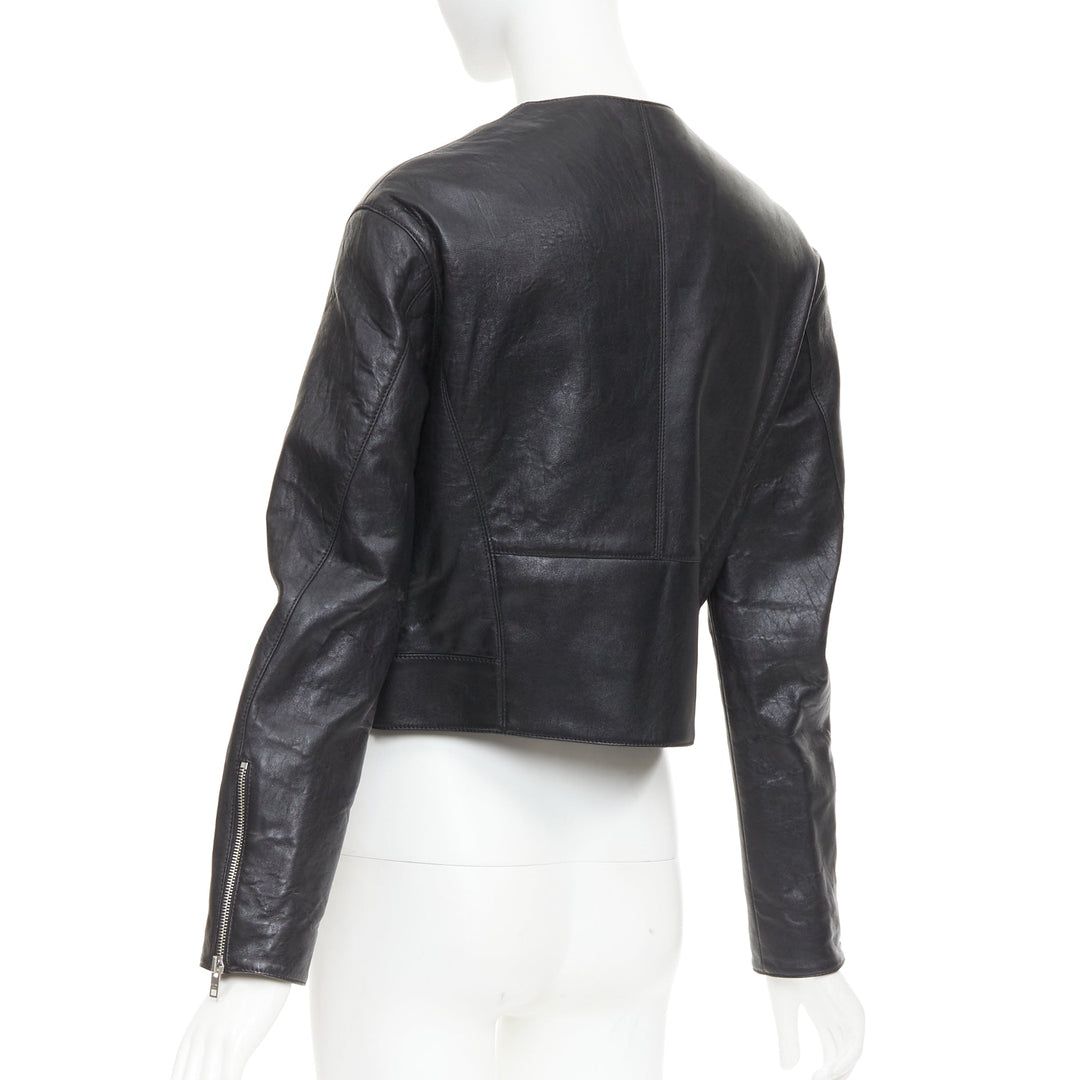 CELINE 2021 Hedi Slimane Chasseur black lambskin button cropped jacket