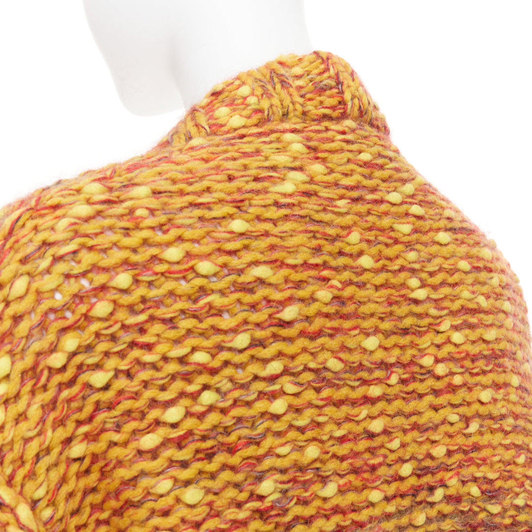 CHANEL 2014 Runway marigold yellow heavy knit oversized cardigan coat FR36 S