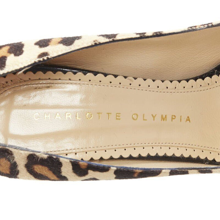 CHARLOTTE OLYMPIA Dolly brown leopard pony hair patent platform pump EU36.5
