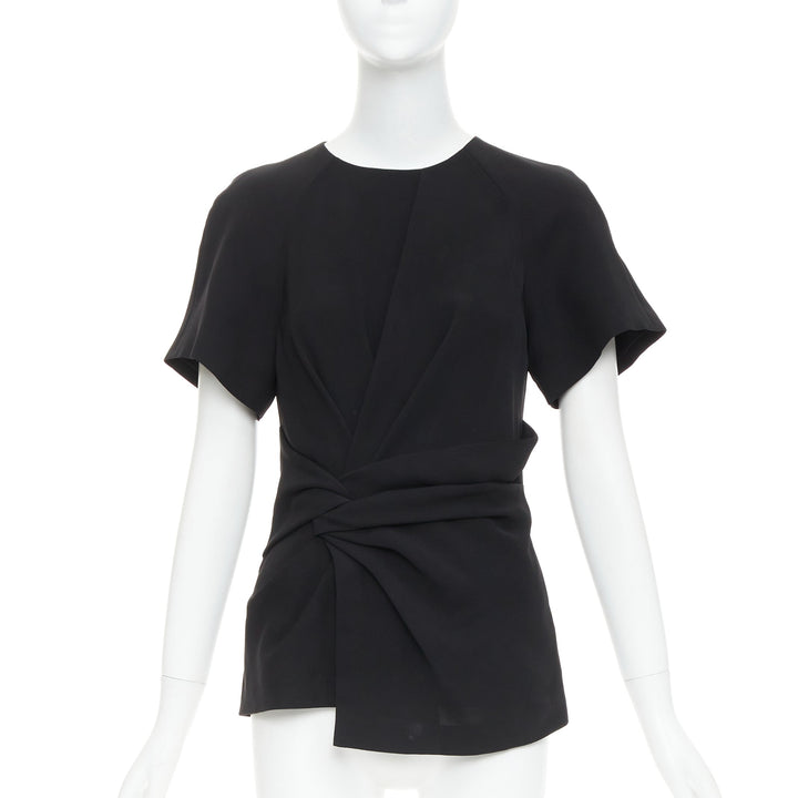 ALEXANDER WANG black drape knot front raglan crew neck top US2 S
