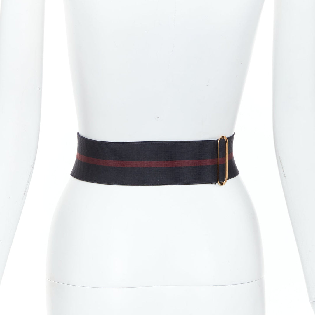 GUCCI 2008 Runway Hysteria Crest maroon black web canvas elastic belt 90cm