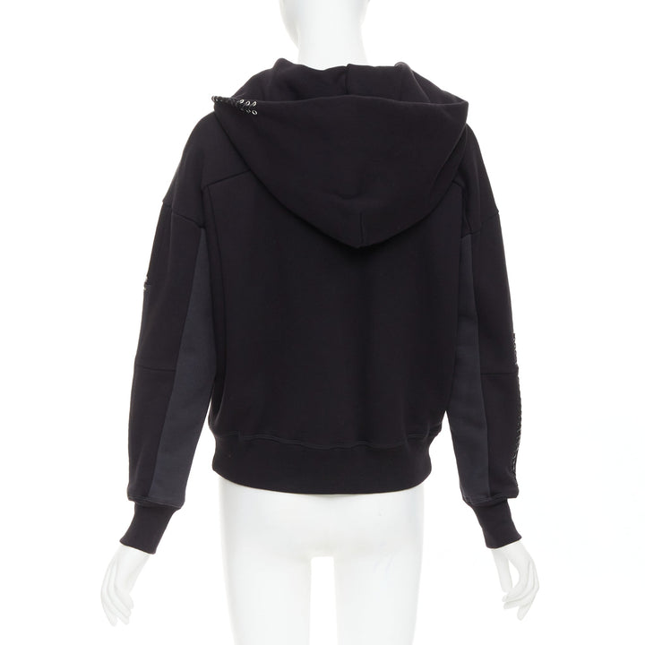 ALEXANDER MCQUEEN 2017 black multicolour embroidery patchwork hoodie IT40 S