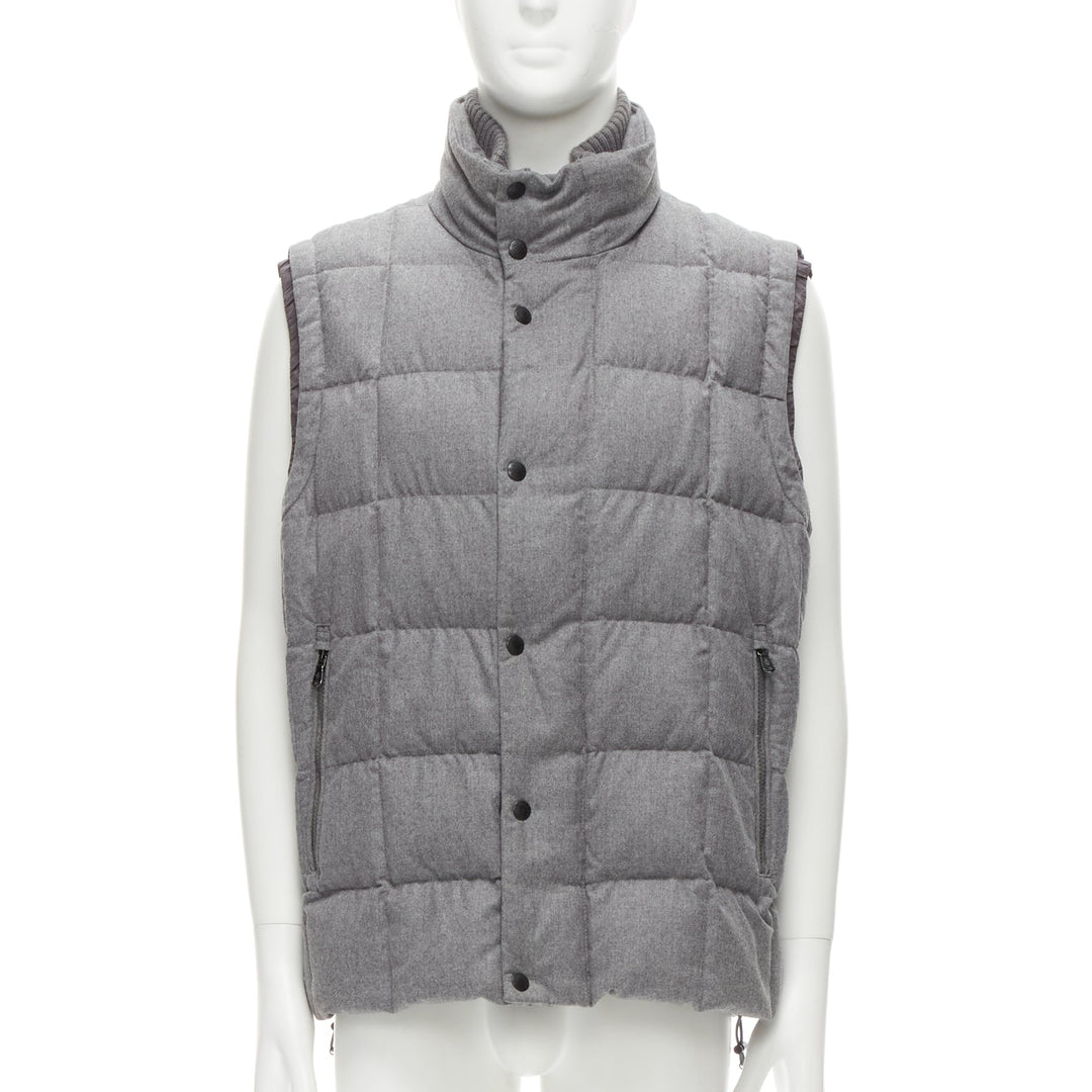 MONCLER Norme Afnor G32-003 grey wool quilted puffer vest jacket Sz.6 XXL