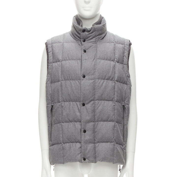 MONCLER Norme Afnor G32-003 grey wool quilted puffer vest jacket Sz.6 XXL
