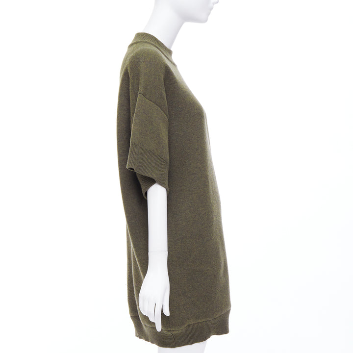 BALENCIAGA 2016 moss green wool blend boxy sweater dress FR36 S