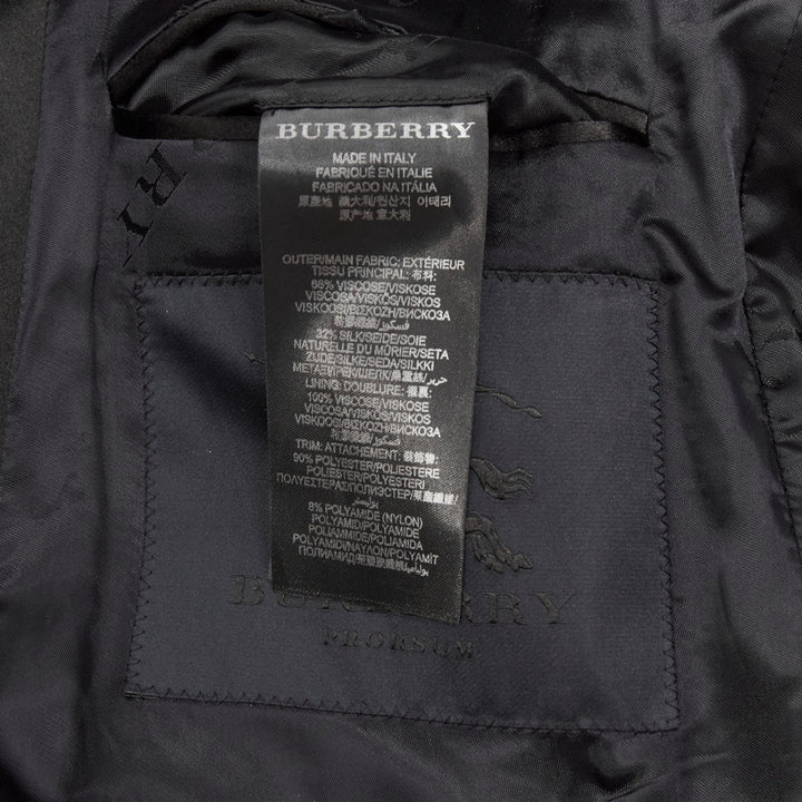 BURBERRY PRORSUM black navy satin raglan bomber jacket IT46 S