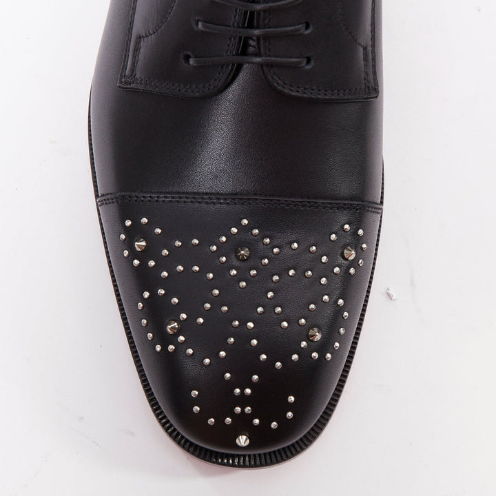 CHRISTIAN LOUBOUTIN Maltese black silver stud toe lace derby brogue EU42.5