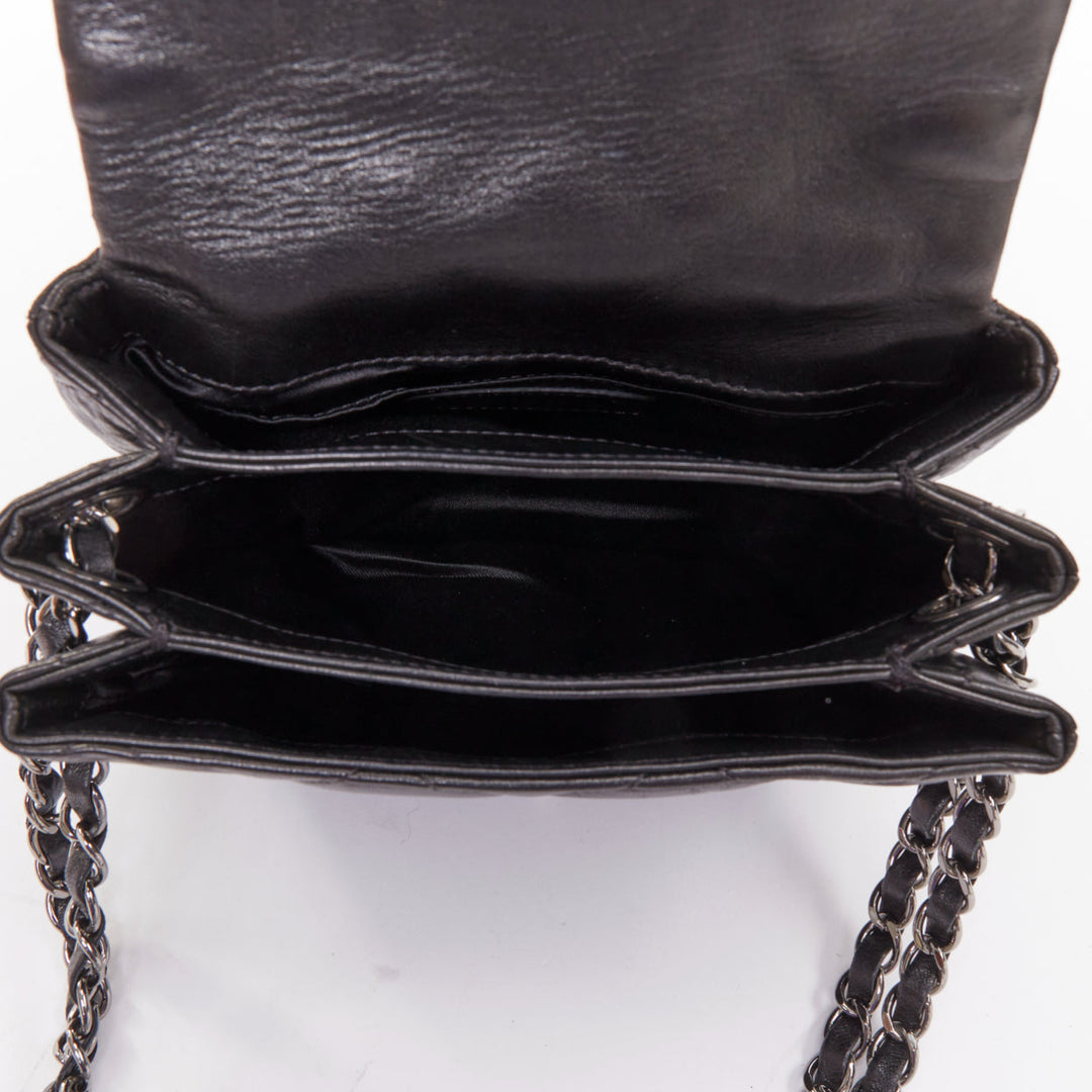 CHANEL 2010 3 Accordion Mini Flap Bag black lambskin silver CC mini bag