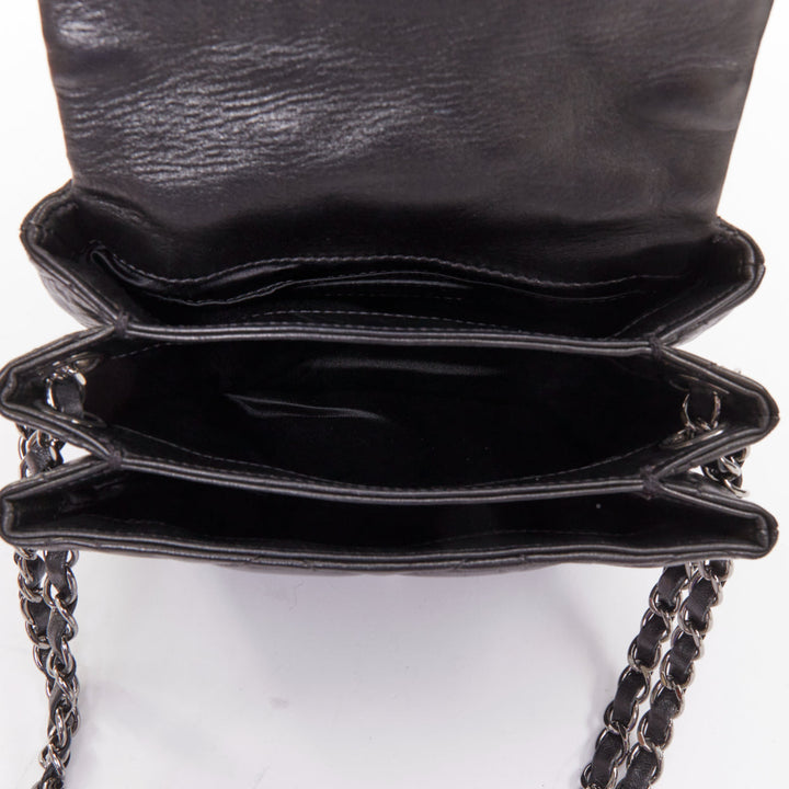 CHANEL 2010 3 Accordion Mini Flap Bag black lambskin silver CC mini bag