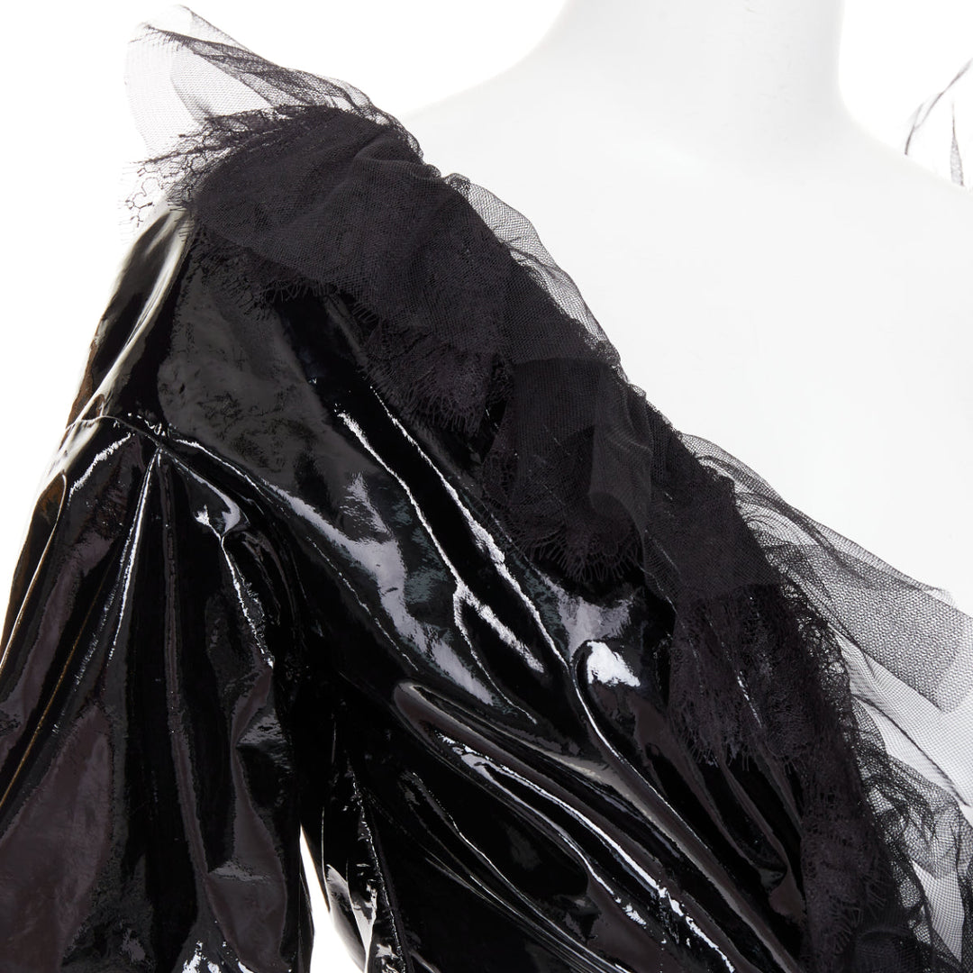 rare ALEXANDRE VAUTHIER COUTURE AW2018 Runway black PVC tulle lace mini dress