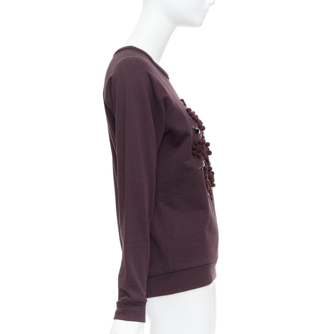 LANVIN purple fabric wrapped crystal embellished pullover