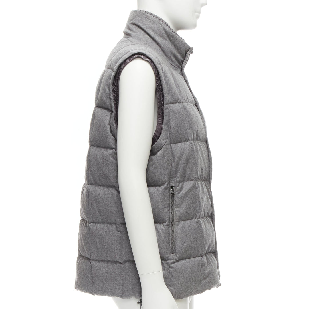 MONCLER Norme Afnor G32-003 grey wool quilted puffer vest jacket Sz.6 XXL
