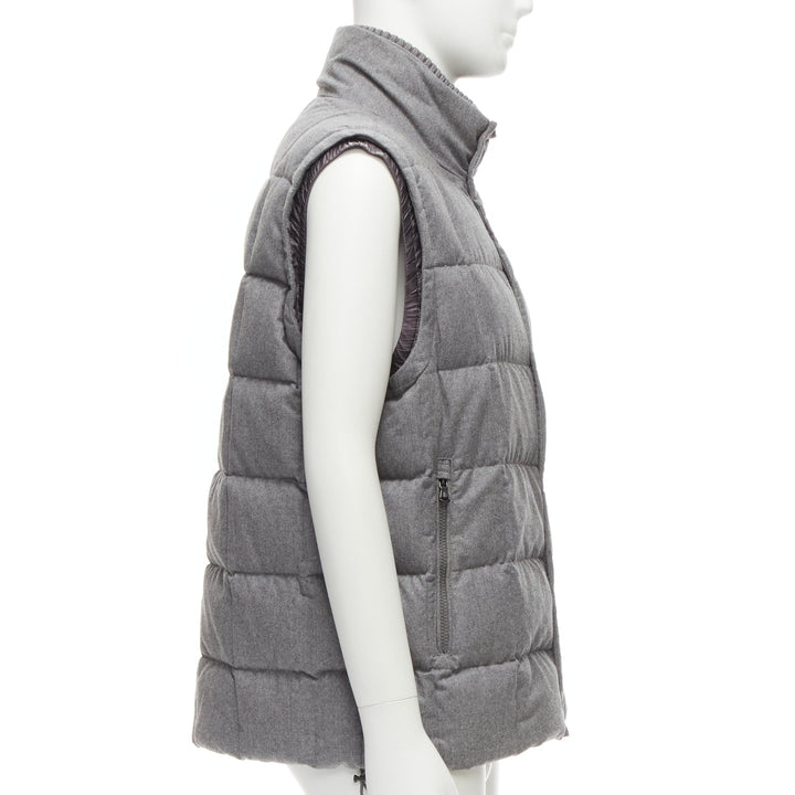 MONCLER Norme Afnor G32-003 grey wool quilted puffer vest jacket Sz.6 XXL
