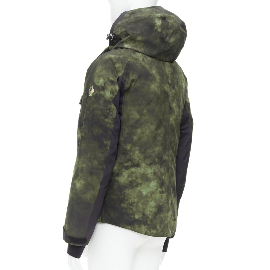 MONCLER Grenoble G32-003 green tie dye hooded ski jacket Sz1 S