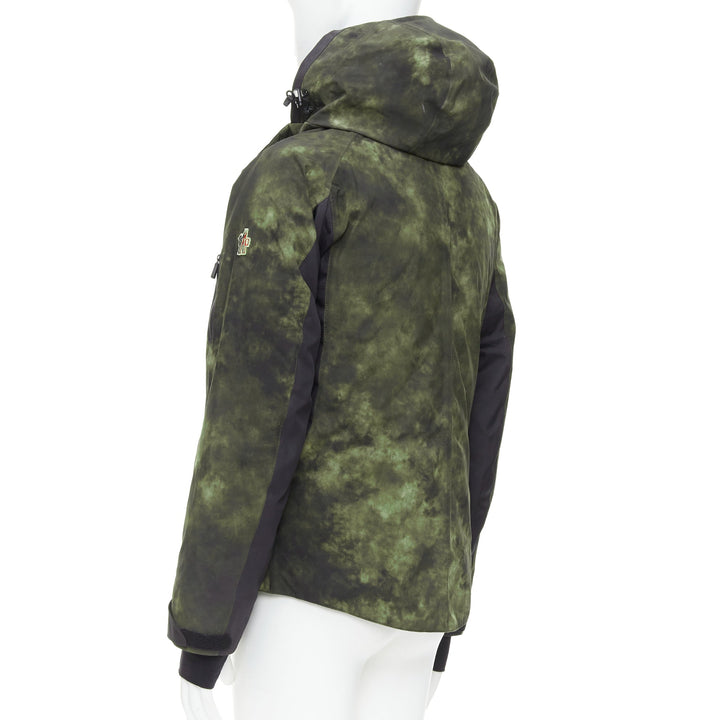 MONCLER Grenoble G32-003 green tie dye hooded ski jacket Sz1 S