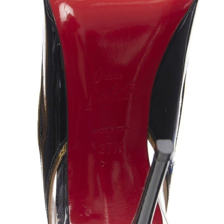 Female mannequin wearing Christian Louboutin Cosmo 554 Black Patent Leather Women Heels in Size EU37.5 | Available at JHROP