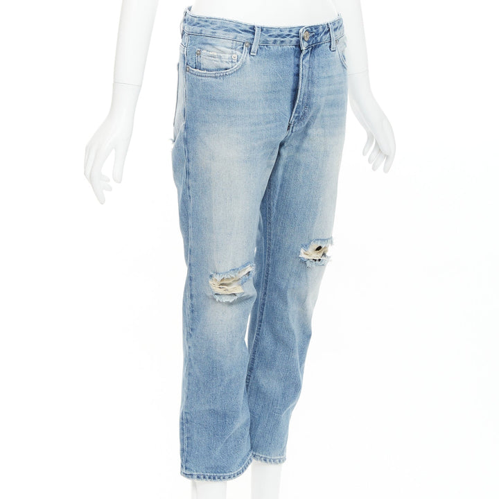 ACNE STUDIOS Pop Trash blue washed cotton ripped distressed back  jeans FR34 XS
