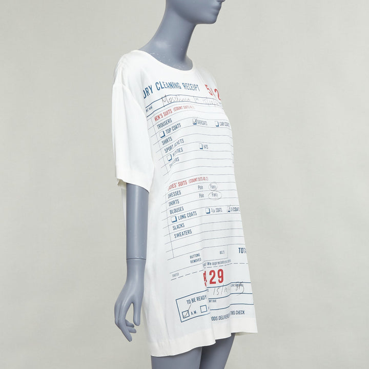 MOSCHINO Jeremy Scott Dry Cleaning Receipt print rayon tshirt dress IT38 XS