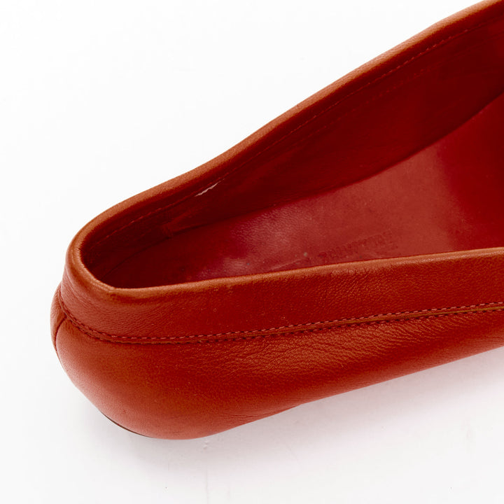 SALVATORE FERRAGAMO burnt orange leather gold logo buckle loafers 6.5