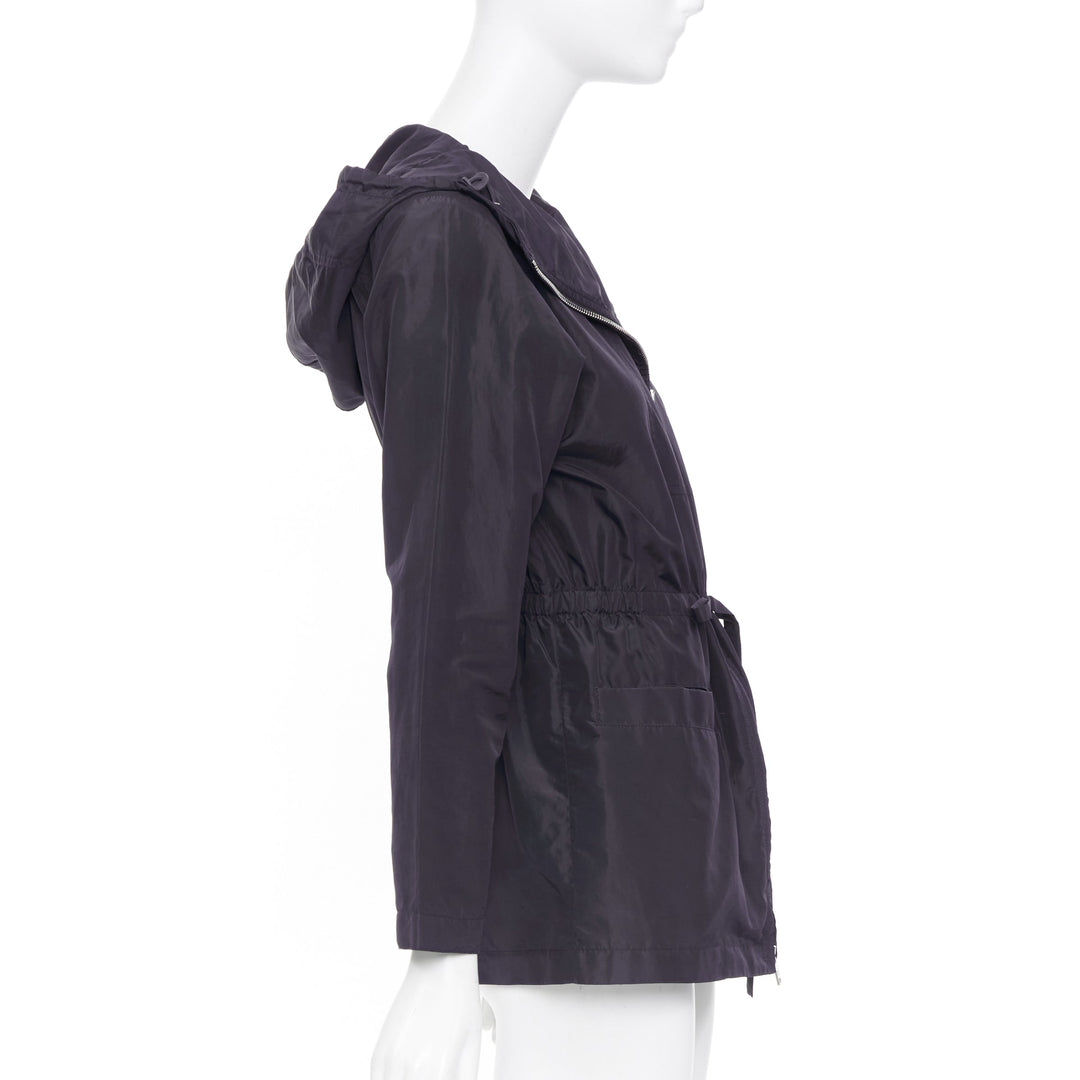 PRADA 2021 Re Nylon navy drawstring hooded zip up utility jacket IT40 S
