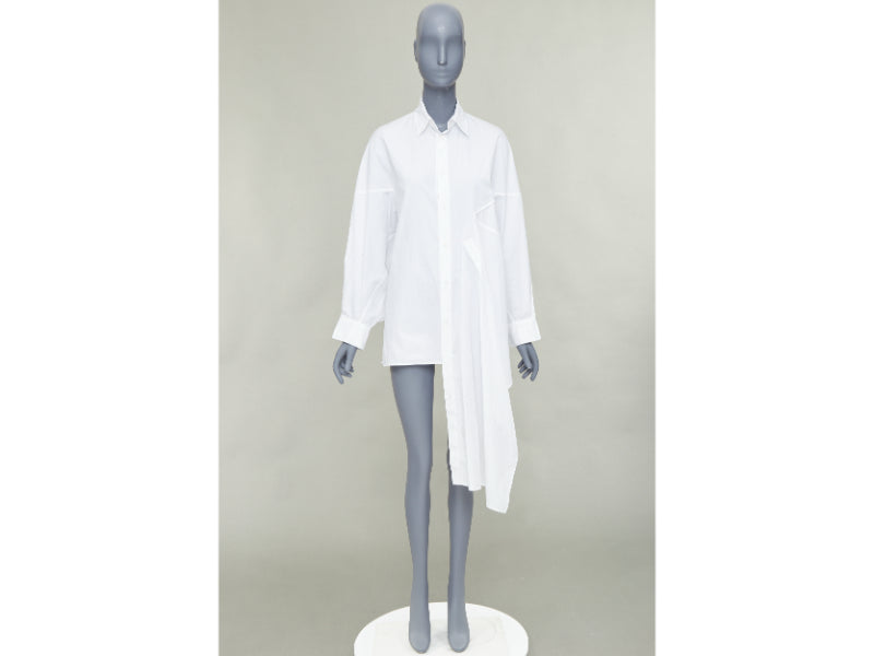 YOHJI YAMAMOTO white cotton oversized asymmetric high low hem shirt JP2 M