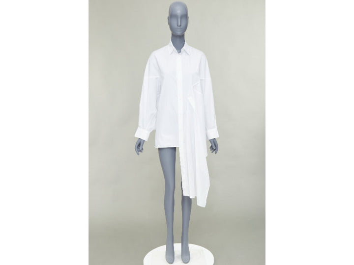 YOHJI YAMAMOTO white cotton oversized asymmetric high low hem shirt JP2 M