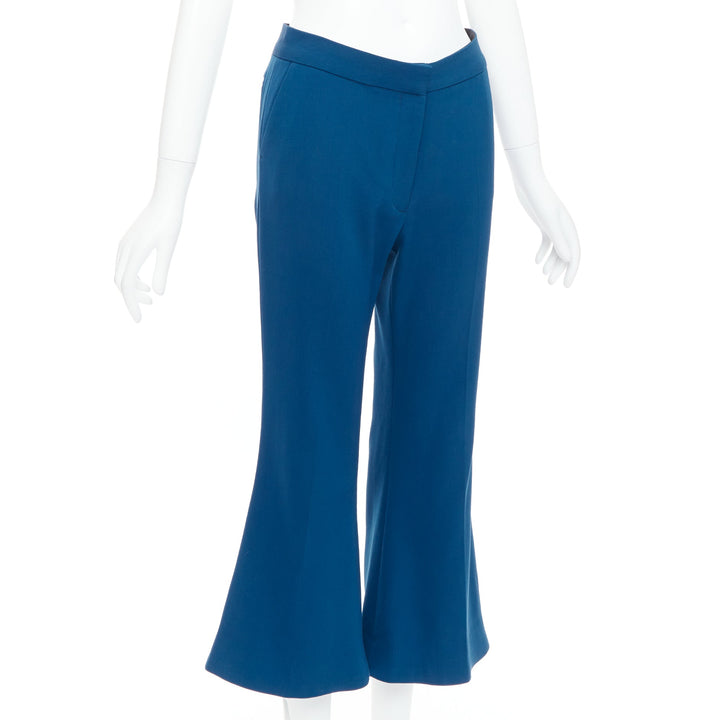 STELLA MCCARTNEY 2016 100% wool blue flare cropped pants IT38 XS