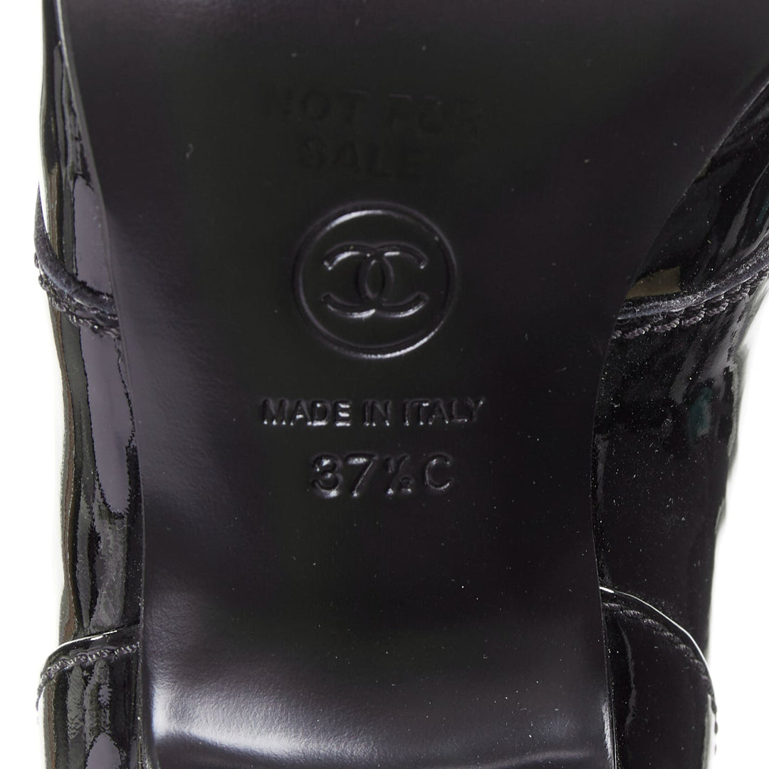 CHANEL 2018 Runway Forest Fairies black patent pointed square toe oxford EU37.5