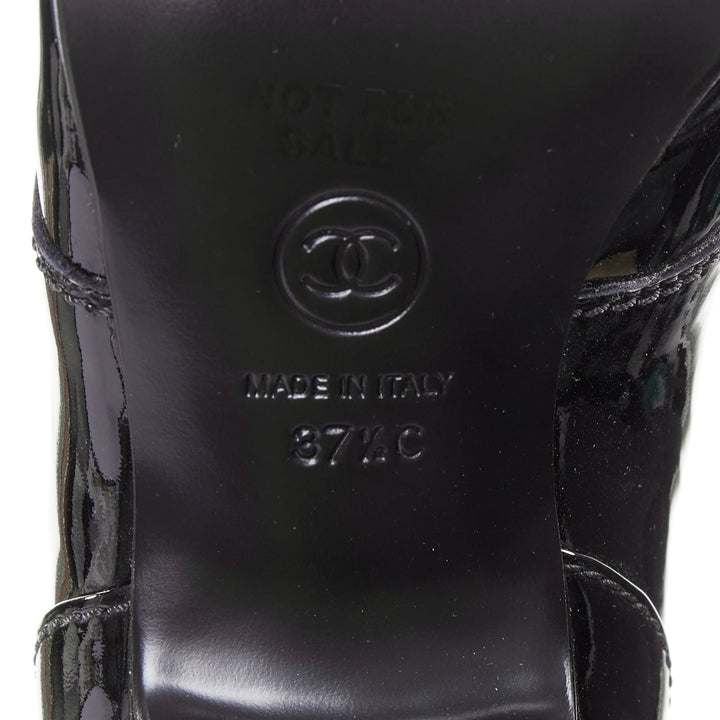 CHANEL 2018 Runway Forest Fairies black patent pointed square toe oxford EU37.5