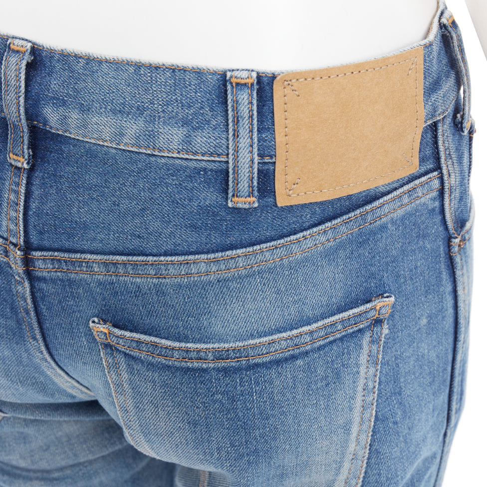 CELINE M_SK_004 N120 640E 07UW blue washed cotton minimal tab pocketed jeans 27"