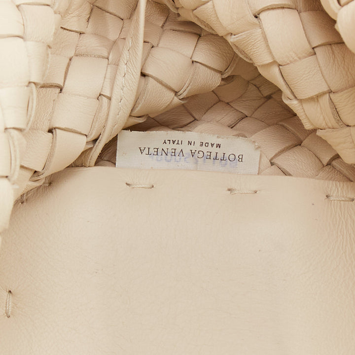 BOTTEGA VENETA Limited Poussin Paillettes Cabat beige leather woven applique bag