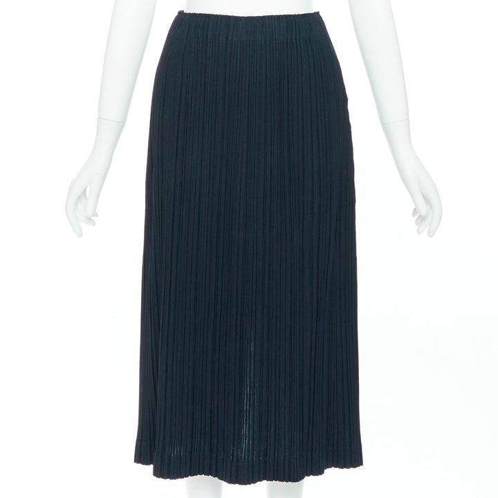 ISSEY MIYAKE Pleats Please wool blend pleated plisse slit back skirt JP3 L