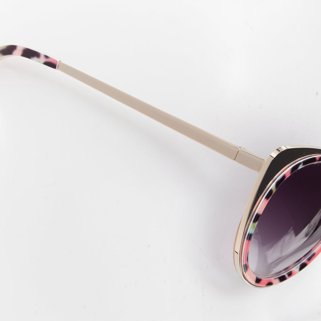 MATTHEW WILLIAMSON Linda Farrow MW987 pink green cat eye leopard sunglasses