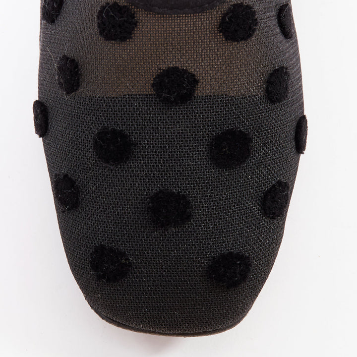 DIOR Naughtily-D black polka dot mesh gold tip ankle boots EU36.5