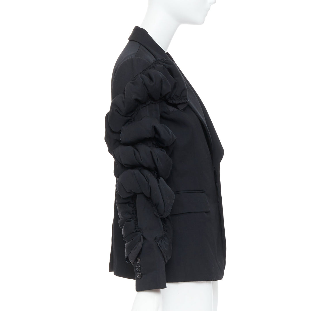 COMME DES GARCONS 2013 black wool tiered puff sleeve blazer jacket S