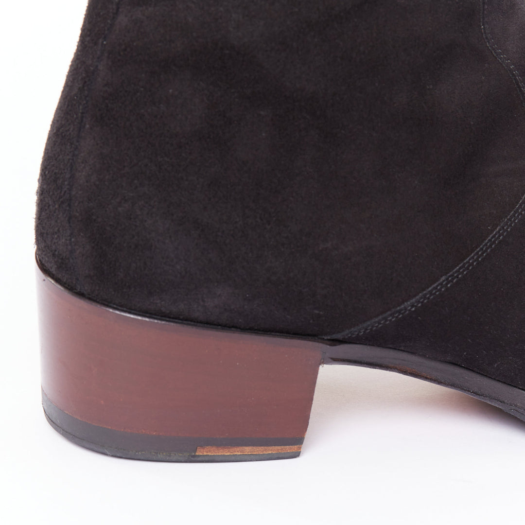 GIUSEPPE ZANOTTI Sheldon black suede silver metal toe cap  ankle boots EU44