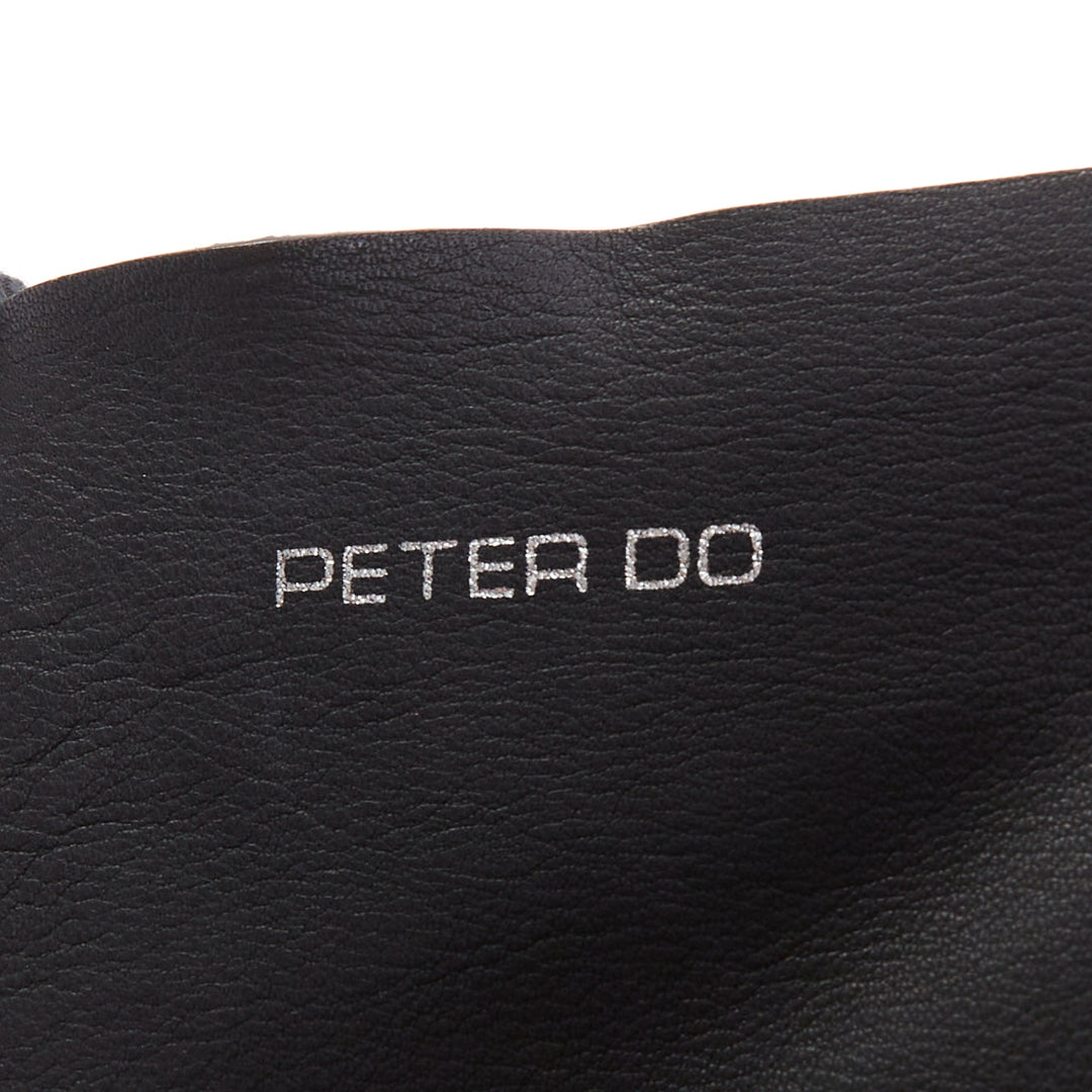 PETER DO black shearling fur supple soft leather white logo shoulder tote bag