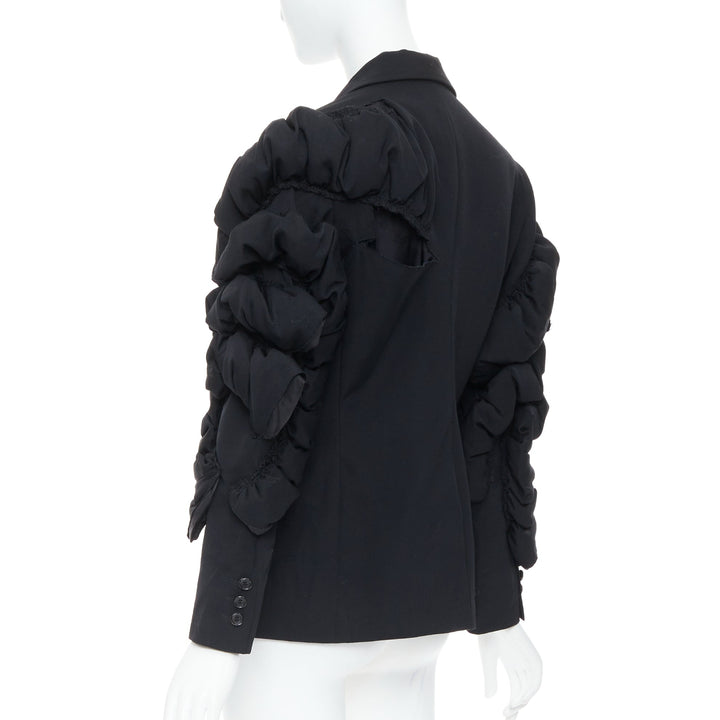 COMME DES GARCONS 2013 black wool tiered puff sleeve blazer jacket S