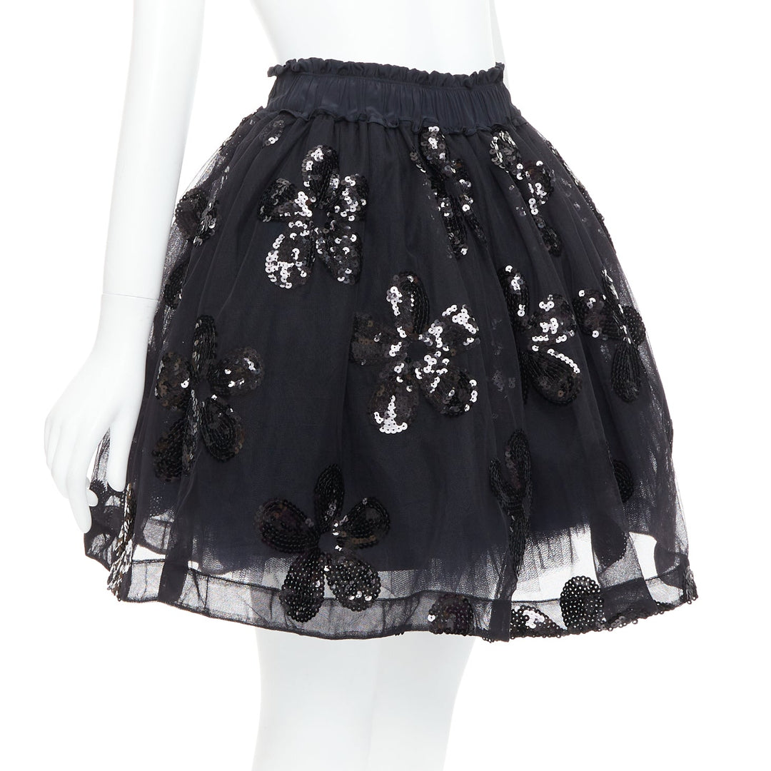 SIMONE ROCHA black floral sequin embellished tulle tutu skirt UK4 XXS