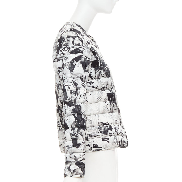 BALENCIAGA Demna 2019 black white magazine tabloid print padded coat FR34 XS