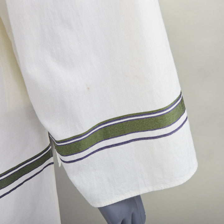 BACCA cream green cotton silk striped asymmetric oversized overshirt IT36 S