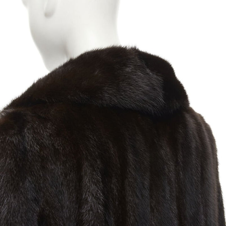 YORK FUR brown fur oversized collar long sleeve long coat