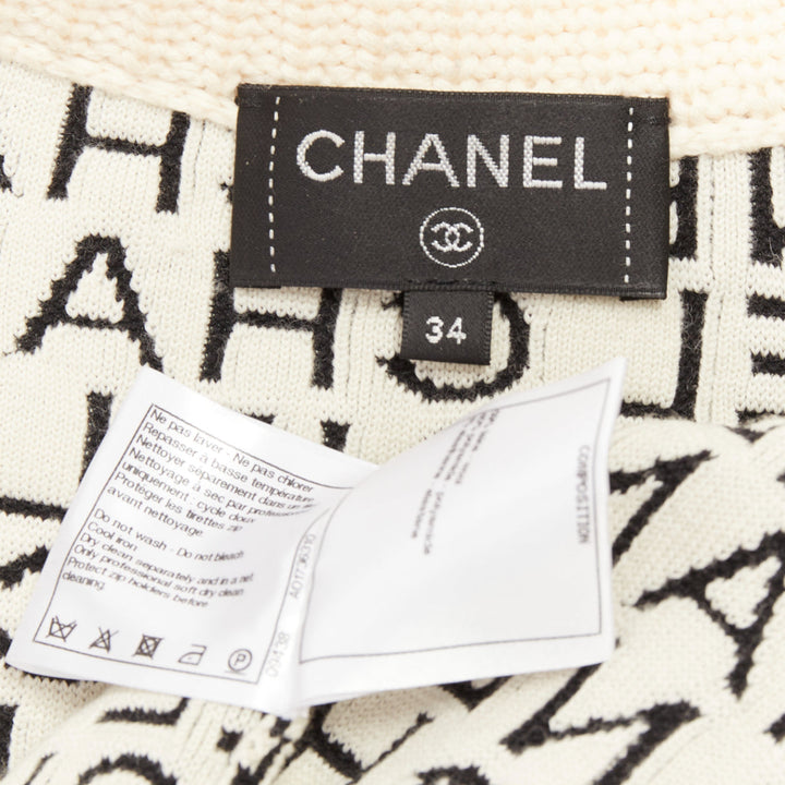 CHANEL 19A Coco Neige embossed monogram jacquard cropped bomber jacket FR34 XS