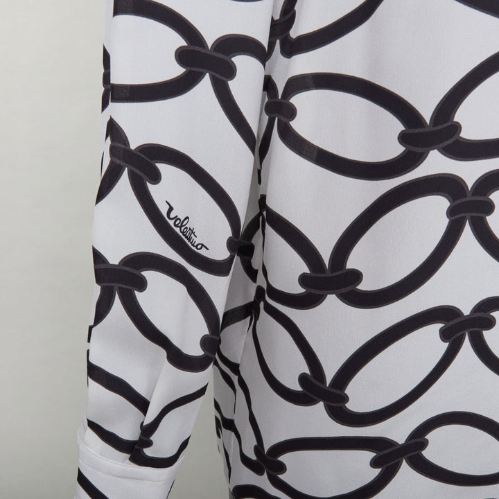 VALENTINO 2022 Chain 1967  black white crepe de chine silk blouse IT38 XS