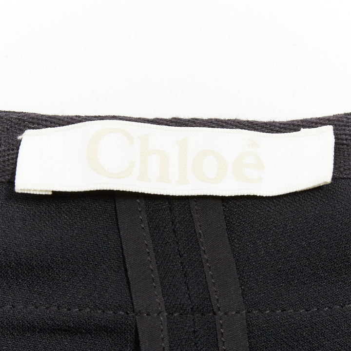 CHLOE black cady flap pocket bow front paperbag cropped harem trousers