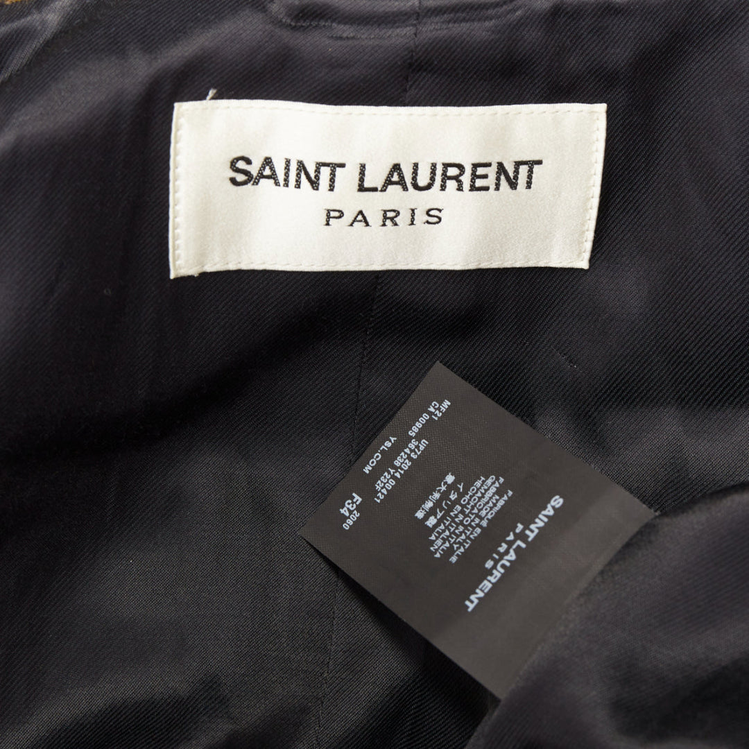 SAINT LAURENT 2014 Hedi Slimane Runway wool houndstooth caped coat FR34 XS